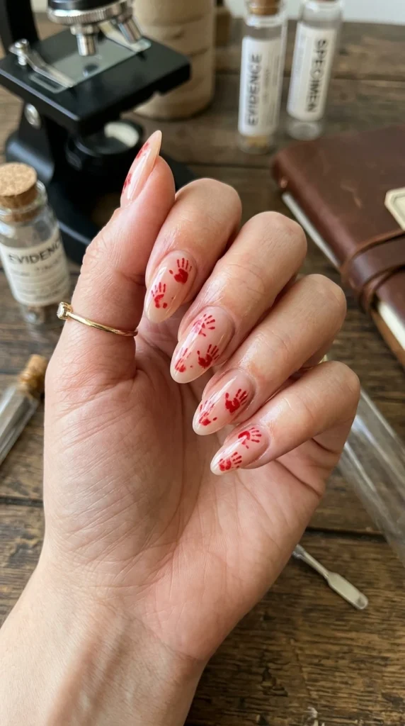 Bloody Handprint Spooky Nails