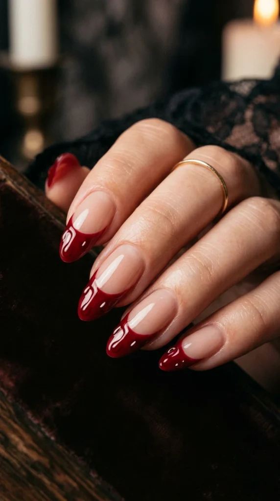 Bloody French Tip Spooky Nails