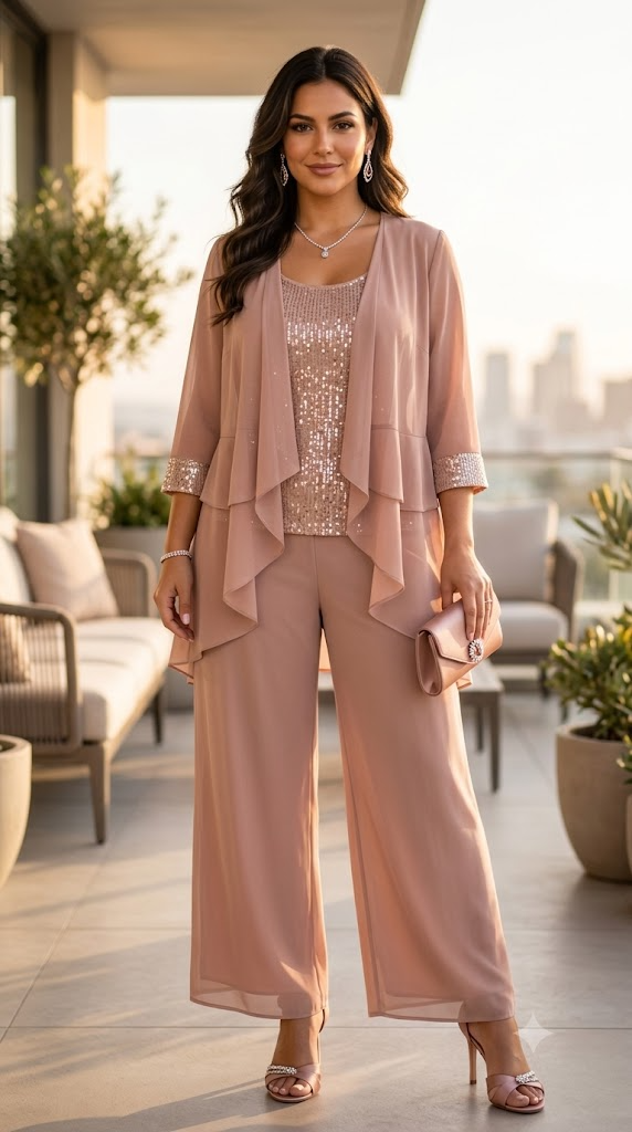 Plus Size Sequin Pantsuit Set