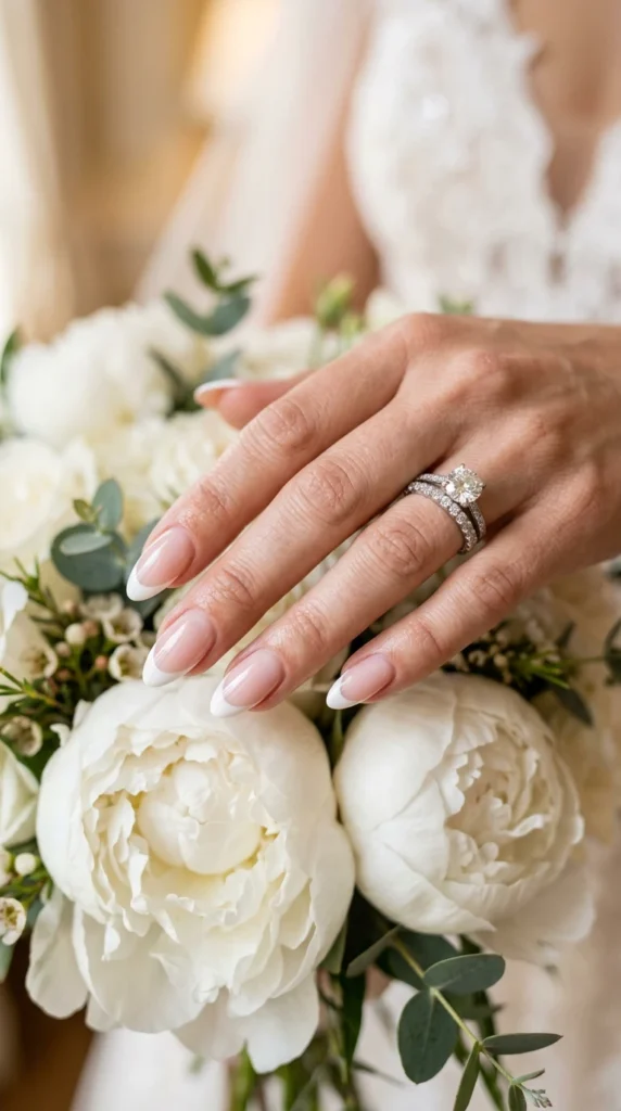 Subtle Pink French Tip Wedding Nails