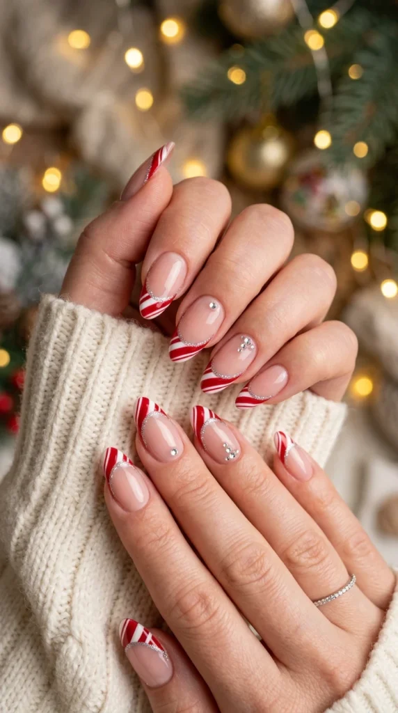 Candy Cane Stripe Holiday Nails
