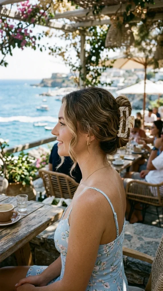 4. Claw Clip Updo for Easy Beach Hair