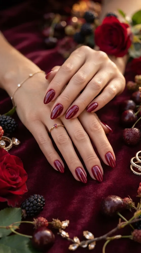 Deep Berry Red Nails