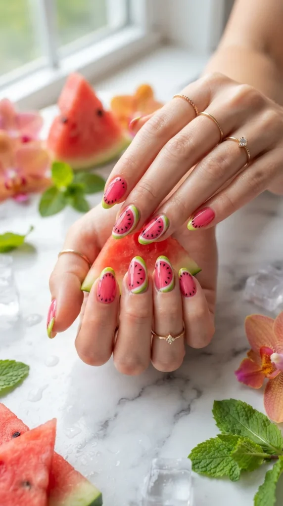 Juicy Watermelon Nails