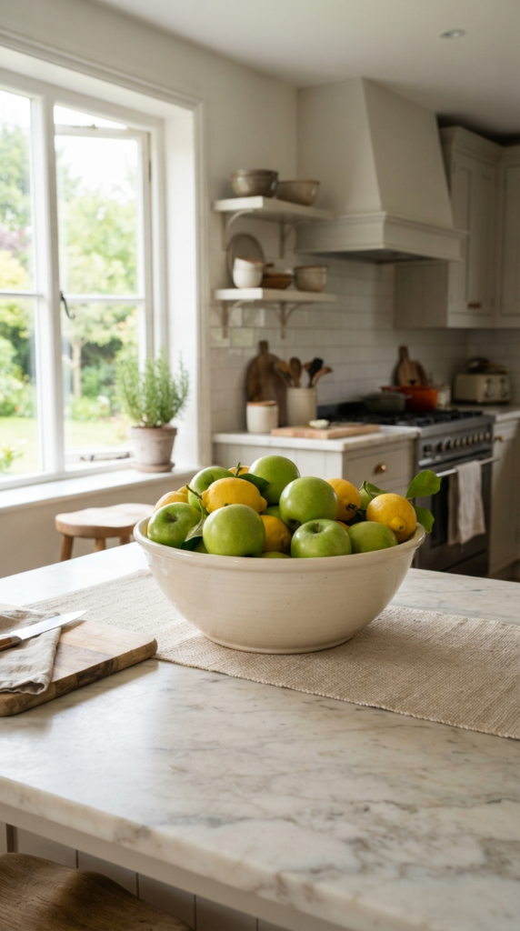 Ceramic Fruit Bowl with Seasonal Produce