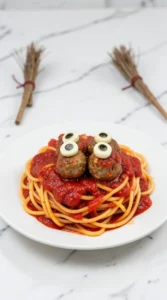 Eyeball Pasta with Creepy Marinara
