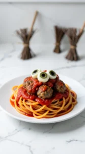 Eyeball Pasta with Creepy Marinara