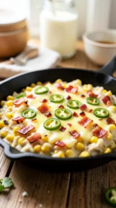 Hot Corn Dip with Jalapeños and Bacon