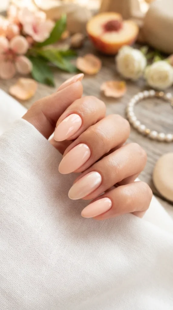 Soft Peach Pastel Nails