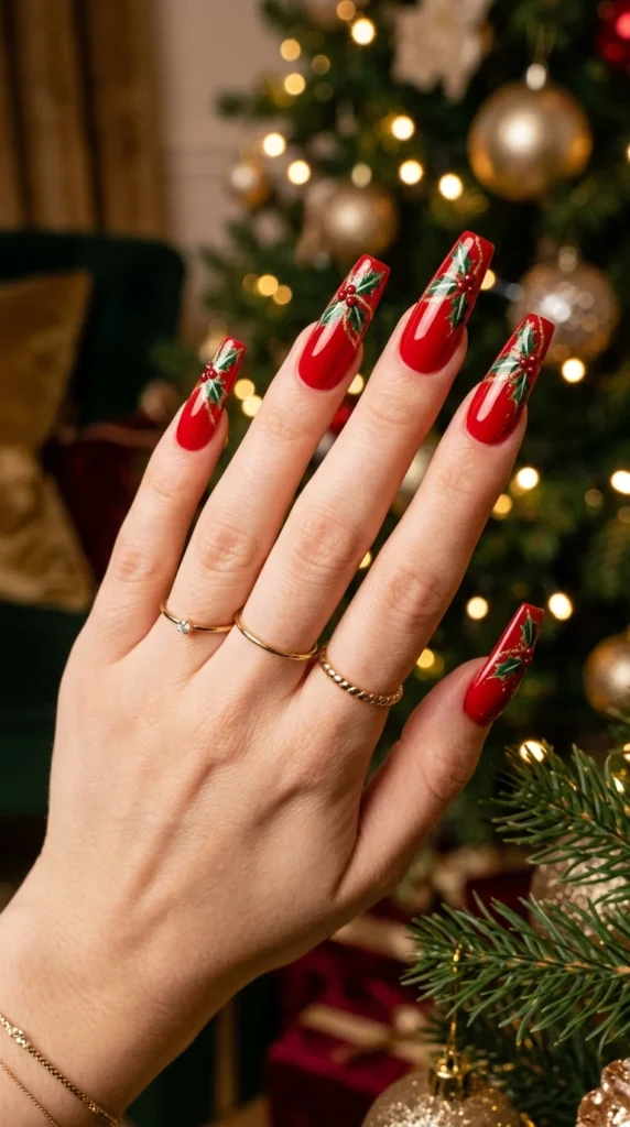 Neon Red Holiday Manicure