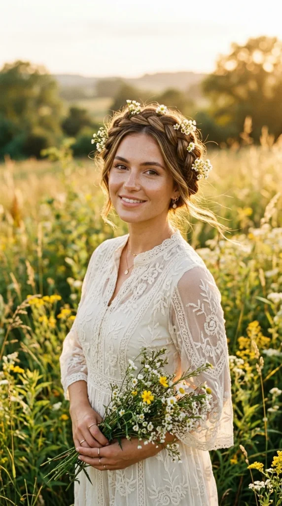 6. Boho Crown Braids for Vacation Hair