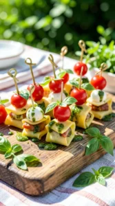 Cold Caprese Pasta Salad Skewers