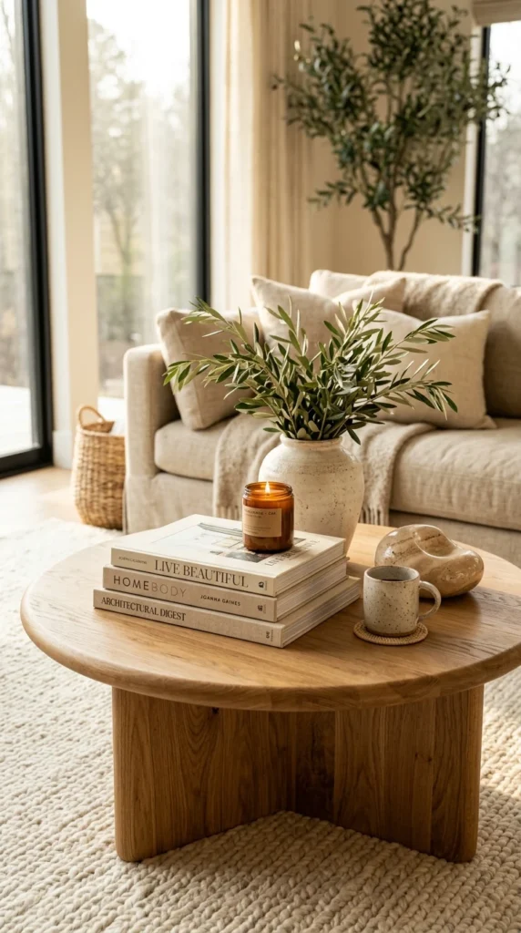 Style Around a Warm Wooden Coffee Table