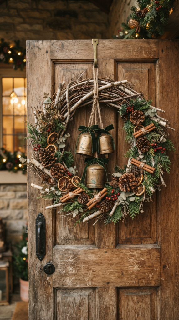 Vintage Bell and Pinecone Wreath