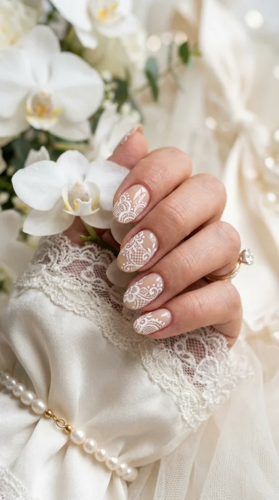 Lace Pattern Elegant Nails