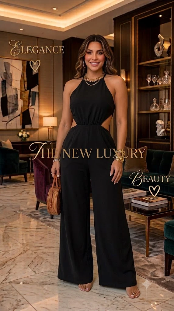 SHENHE Backless Halter Wide Leg Jumpsuit