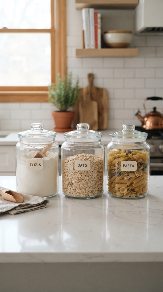 Glass Apothecary Jars for Pantry Staples