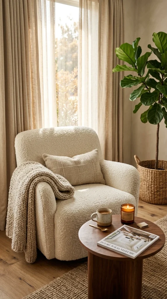 Create a Reading Nook with a Boucle Accent Chair