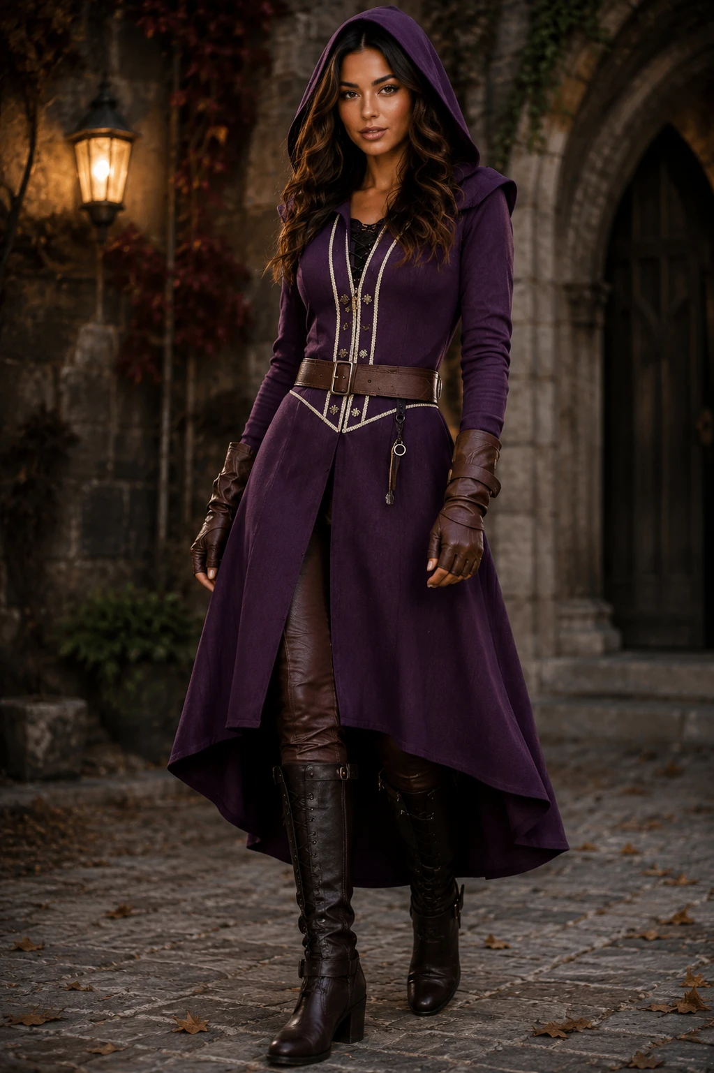 Women's Long Coat with Hood Gothic Medieval Jacket Halloween Warrior Costume Steampunk Christmas Outfit