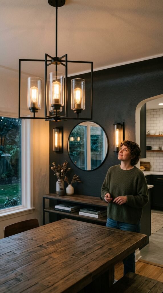13. Bring Drama with Modern Chandeliers or Sconces