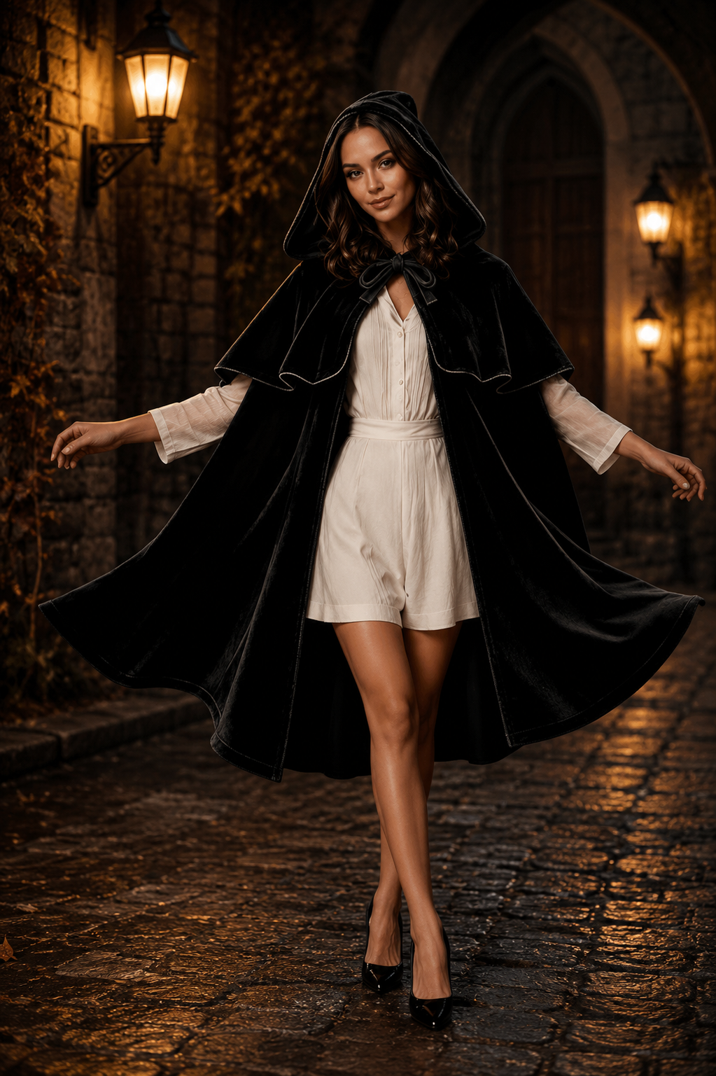 Renaissance Hooded Cape Medieval Cloak Women Men Hobbit Halloween Costume