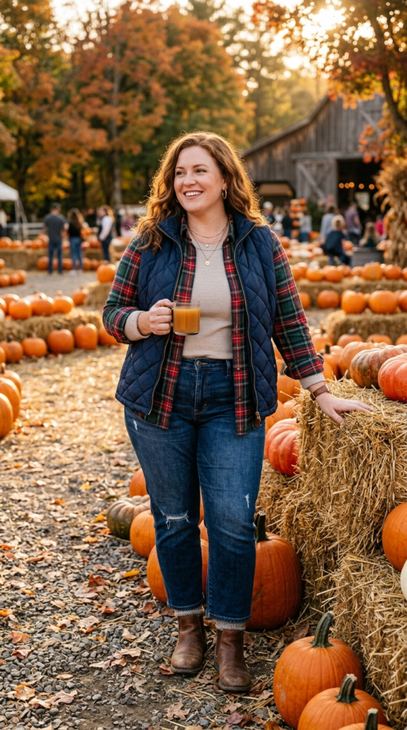 Puffer Vest and Flannel Layer