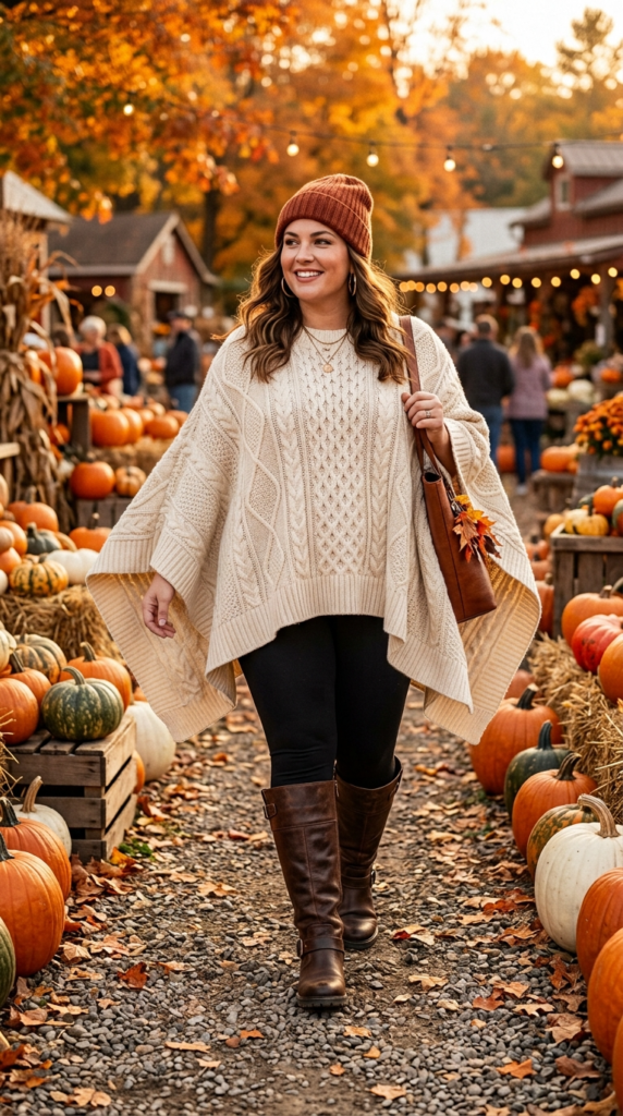 Cable Knit Poncho and Leggings