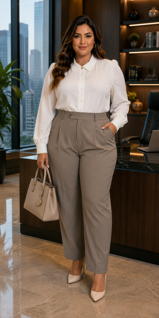 Agnes Orinda Plus Size Wide-Leg Pants