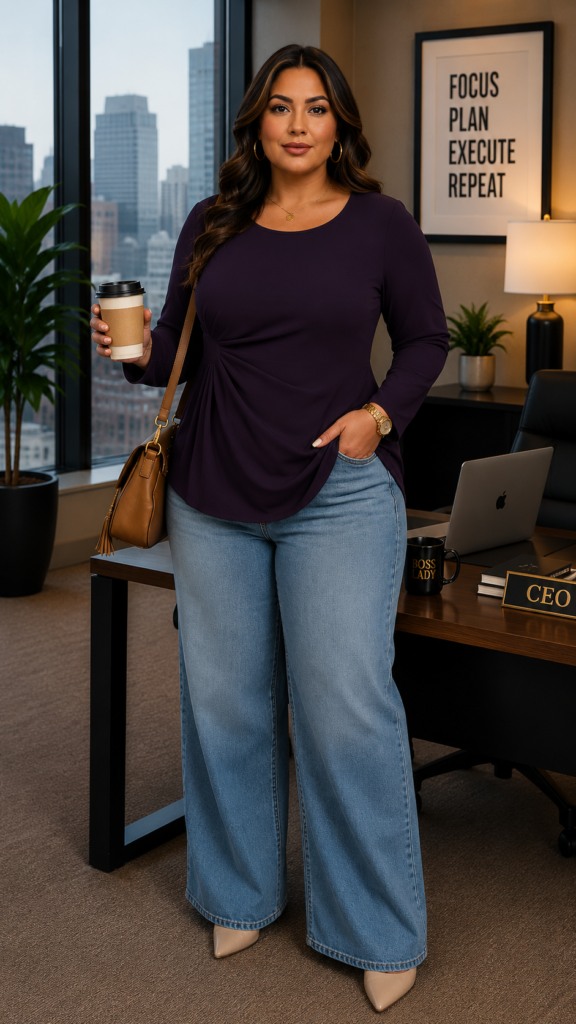 Plus Size Ruched-Waist Top