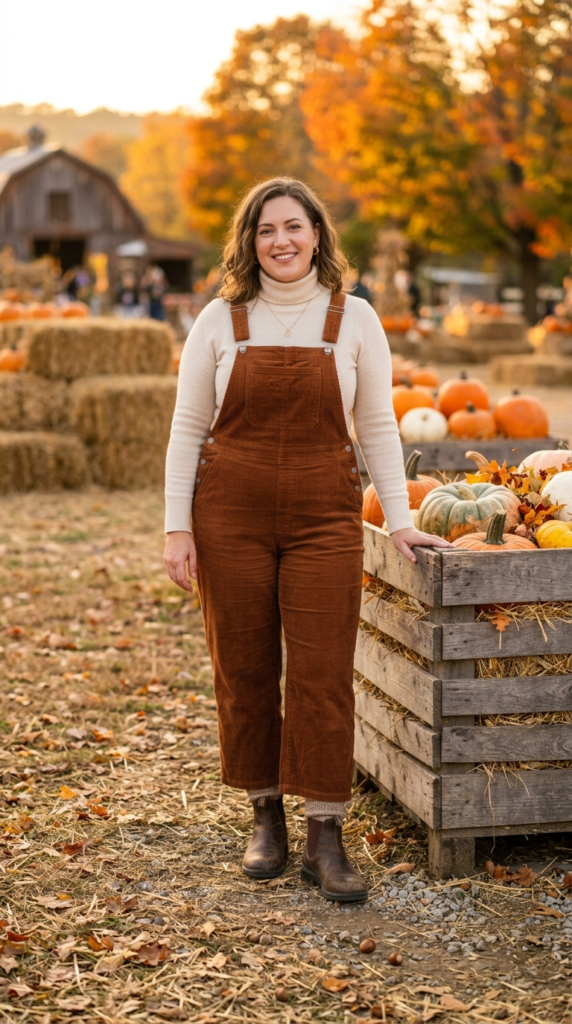 Corduroy Overalls and Turtleneck