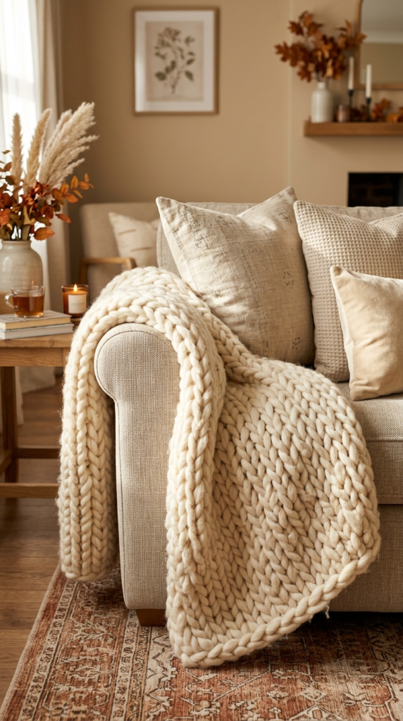 Layered Chunky Knit Throw Blankets