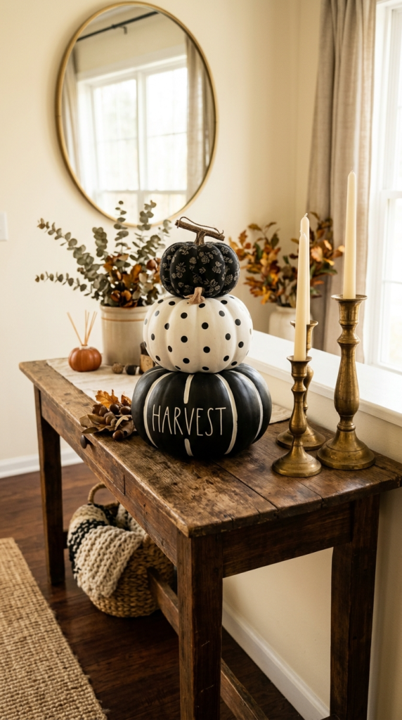Black and White Pumpkin Stack
