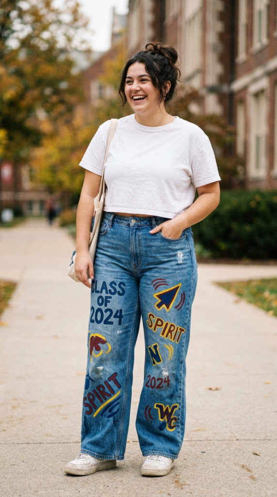 senior jeans should fit as good as they look Painted Wide-Leg Spirit Jeans
