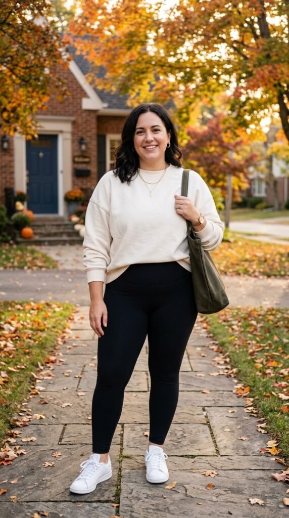 Leggings and an Oversized Sweatshirt