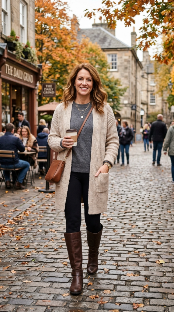 Long Cardigan + Leggings + Boots