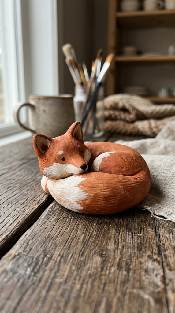 Tiny Sleeping Fox Figure