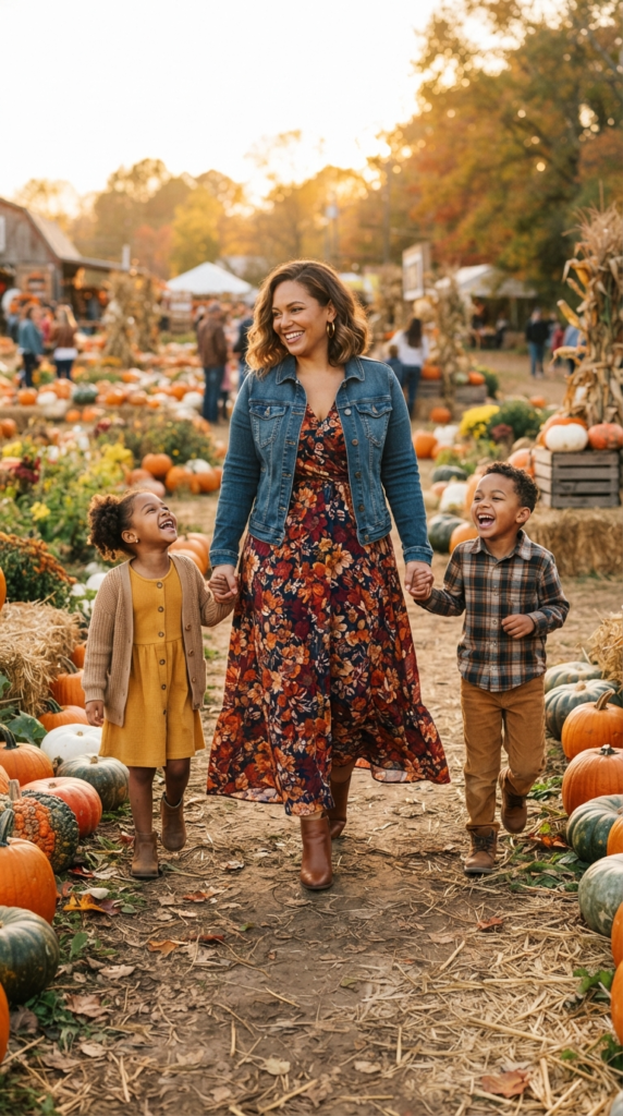 Plus size maxi dress and denim jacket