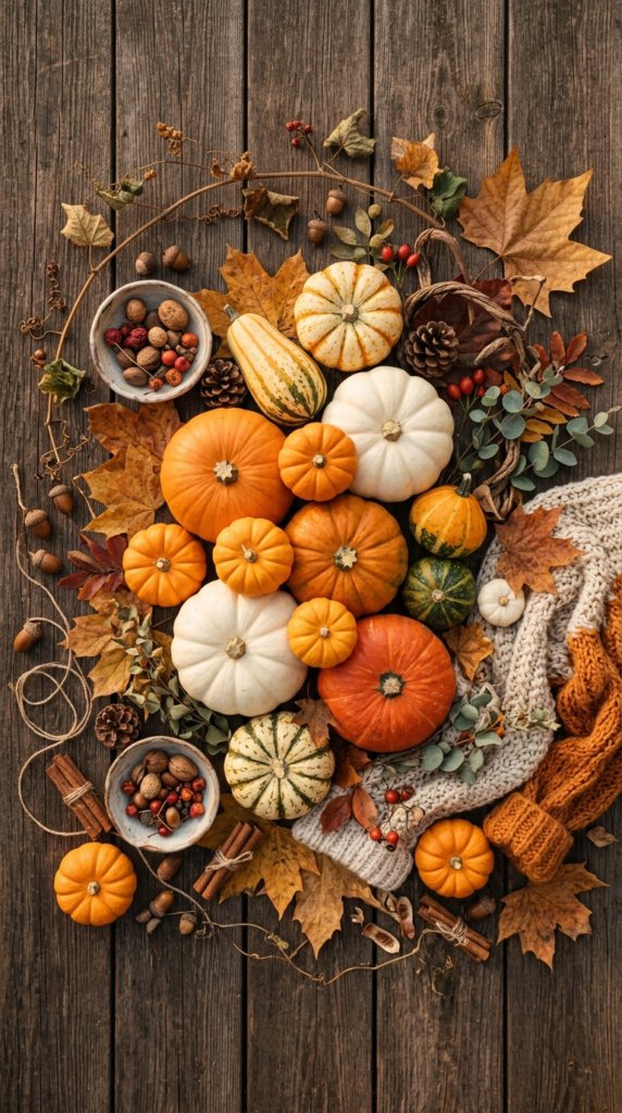Overhead Shot of a Pumpkin Display