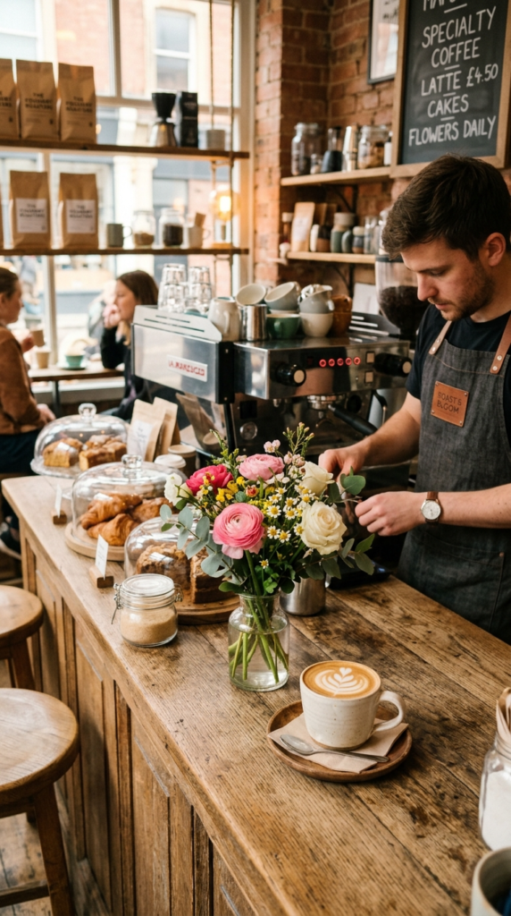 Coffee Bar with Fresh Flowers
