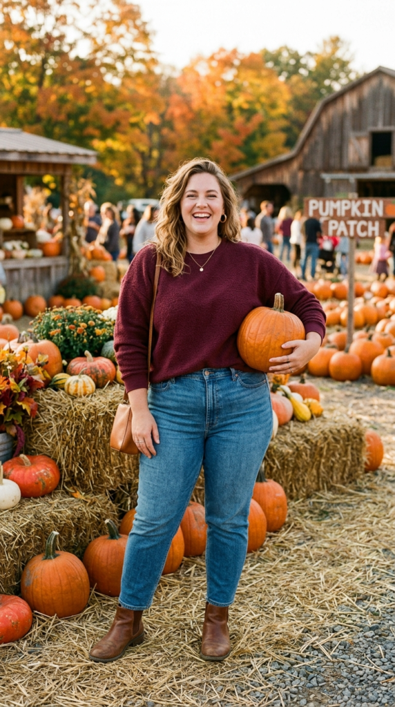 Cozy sweatshirt, jeans and boots