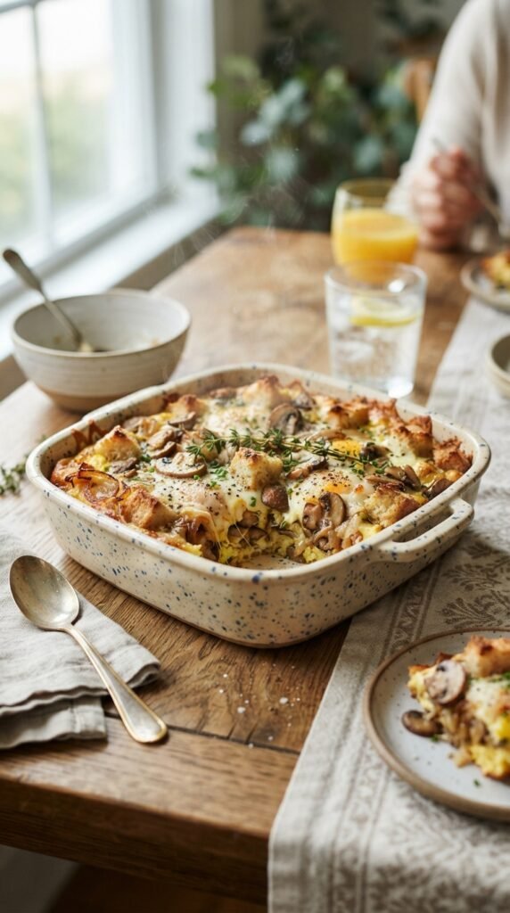 Mushroom and Swiss Breakfast Casserole