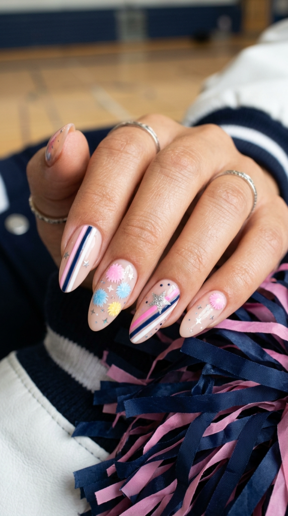 Cheerleader-Inspired Nails