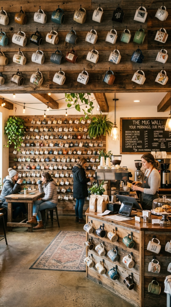 Coffee Bar with a Mug Display Wall
