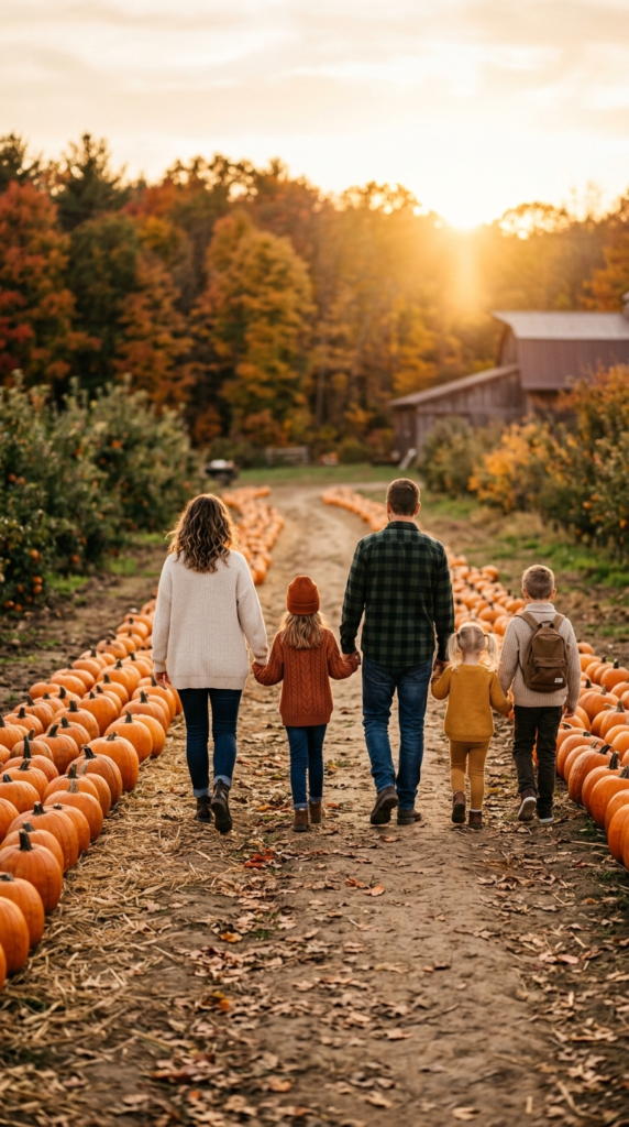 Family Walking Away From the Camera