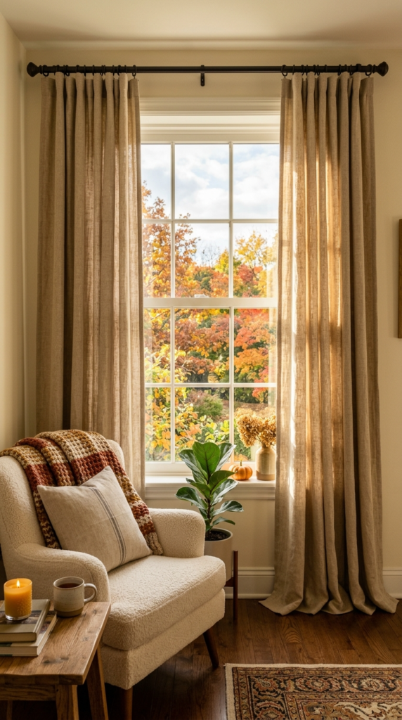 Heavy Linen Curtains in Warm Oatmeal