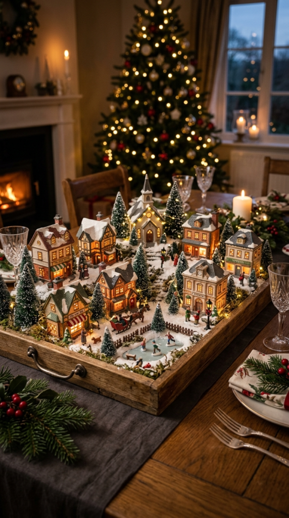 Mini Christmas Village Centerpiece