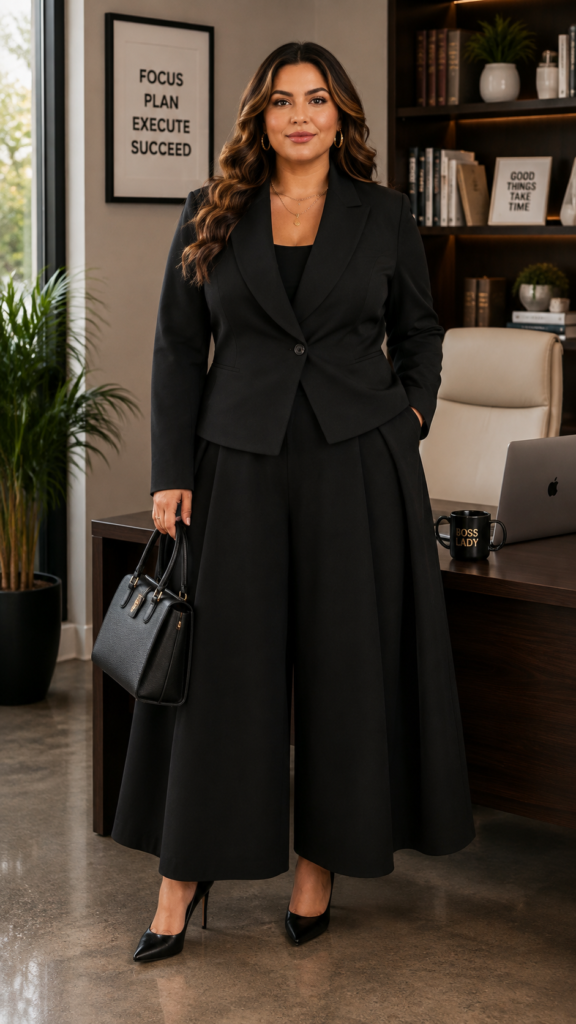 Women's Suit 2 Piece Set Business Casual V Neck Button Down Blazer Jacket Wide Leg Pants Sets Trendy Oversized Outfits
