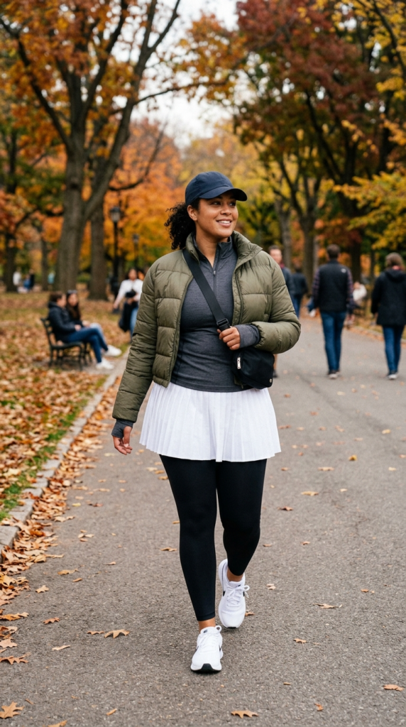Tennis Skirt Over Athletic Leggings