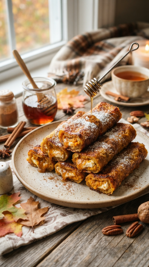Pumpkin French Toast Roll-Ups
