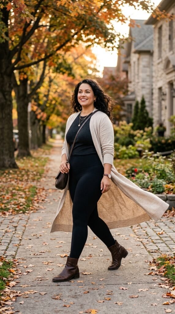 Leggings and a Long Cardigan Duster